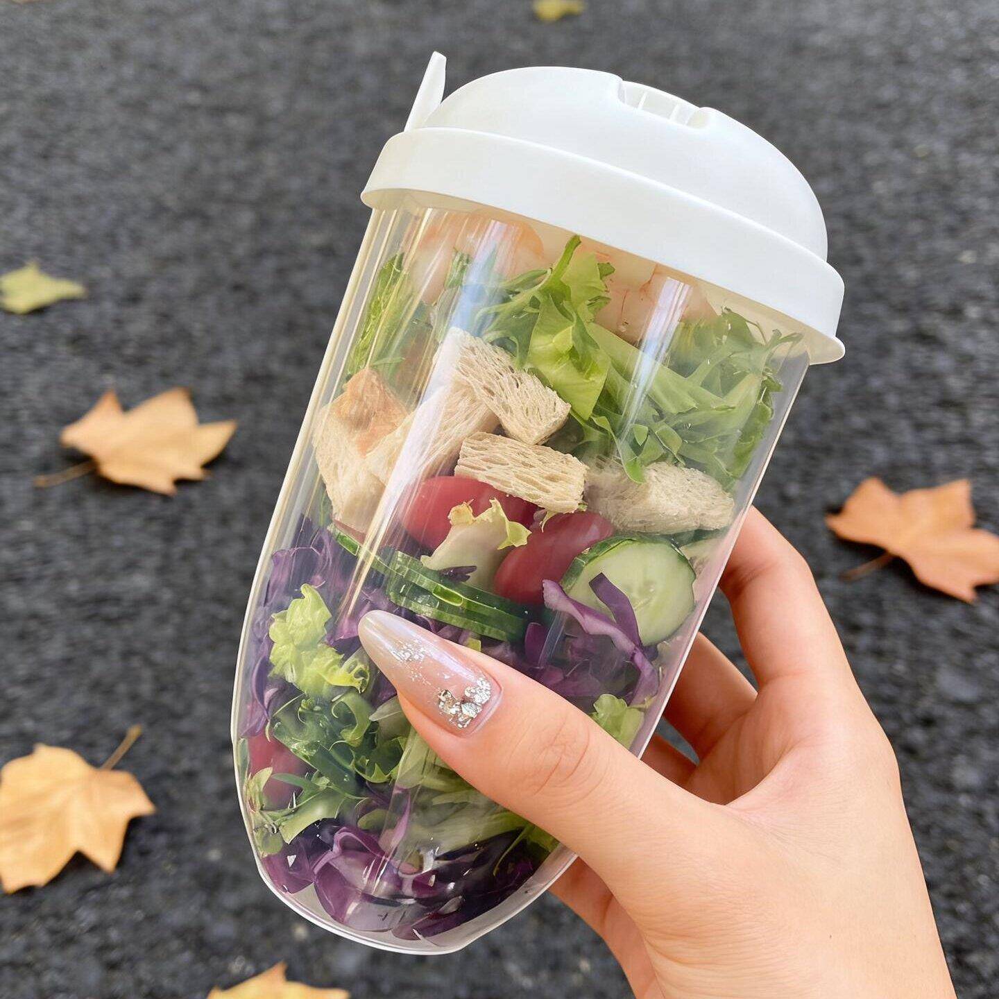 便携式沙拉杯学生上班族减脂餐轻食水果杯带叉带盖外带随身早餐杯