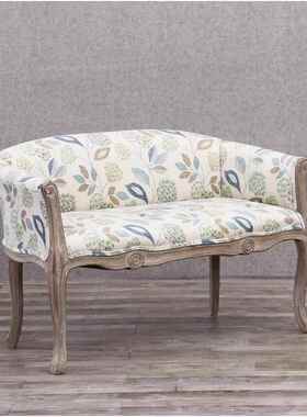 9U欧式实木单人沙发椅FET简老约洽椅复古实美木阳台椅子小户型虎