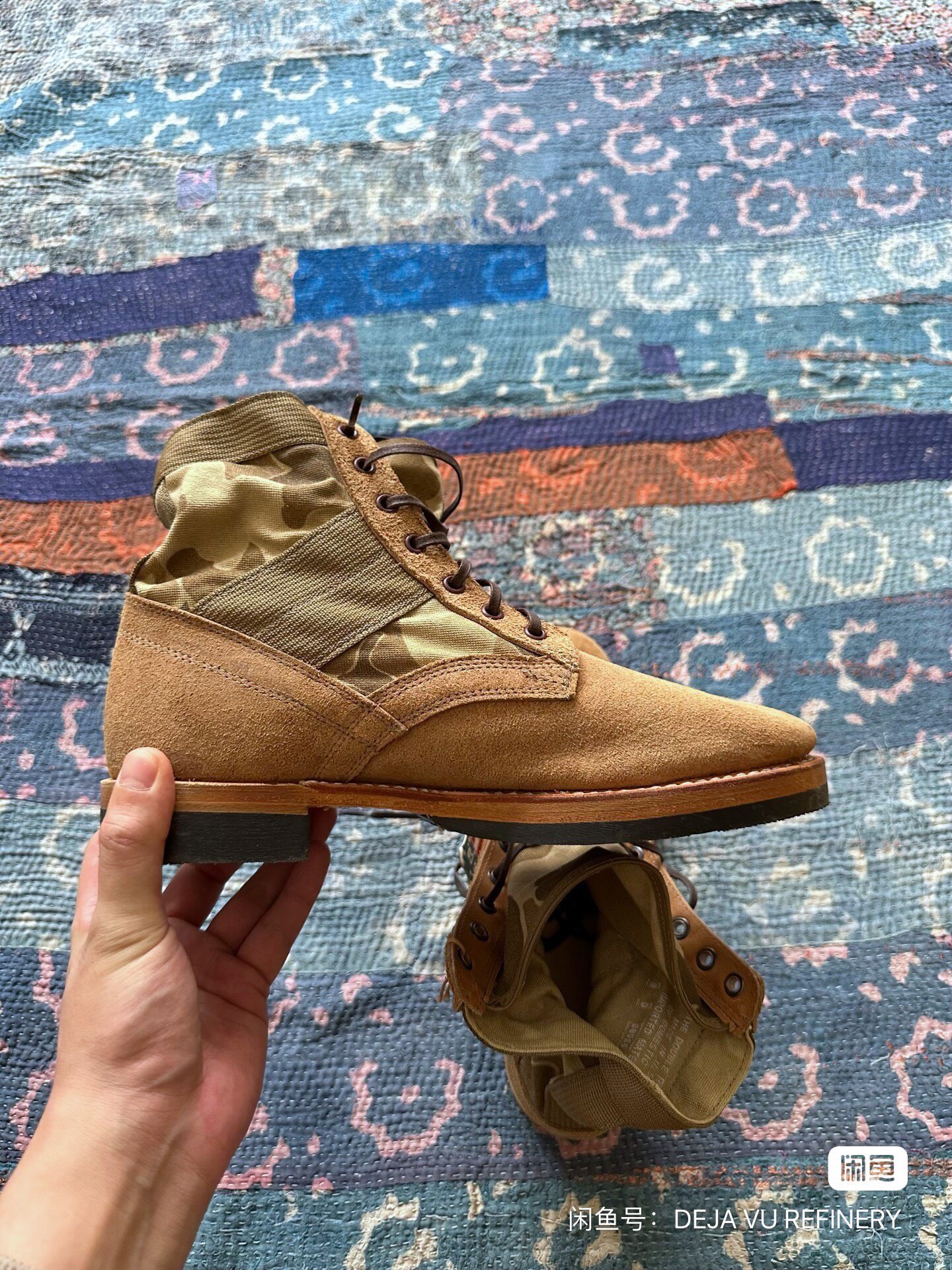 RRL Camouflage Suede Mid-Calf Boots — back