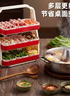 家用厨房多功能托盘分格拼盘火锅配盘子置物架食材分格多层备盘子