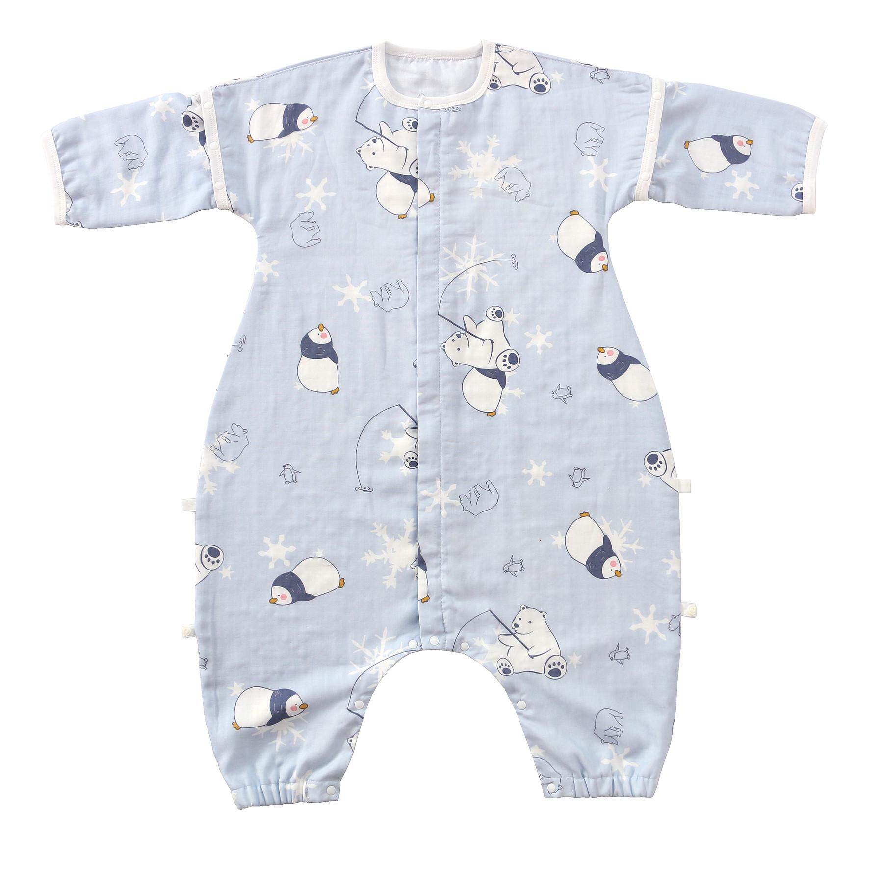 出口订单婴儿夏季纱布睡袋薄款竹棉儿童分腿式空调房防踢被可拆袖