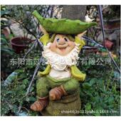 摆件园艺花园鸟矮人工艺品创意喂器新款 饰户外树脂庭院摆件 花盆装