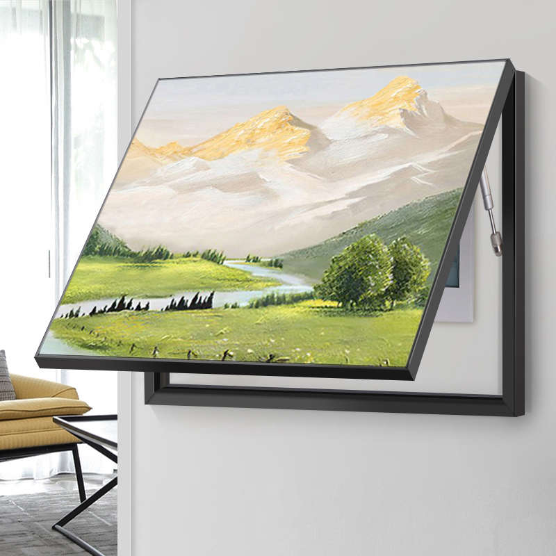 电表箱装饰画现代简约遮挡电闸箱开关盒挂画北欧山水风景手绘油画