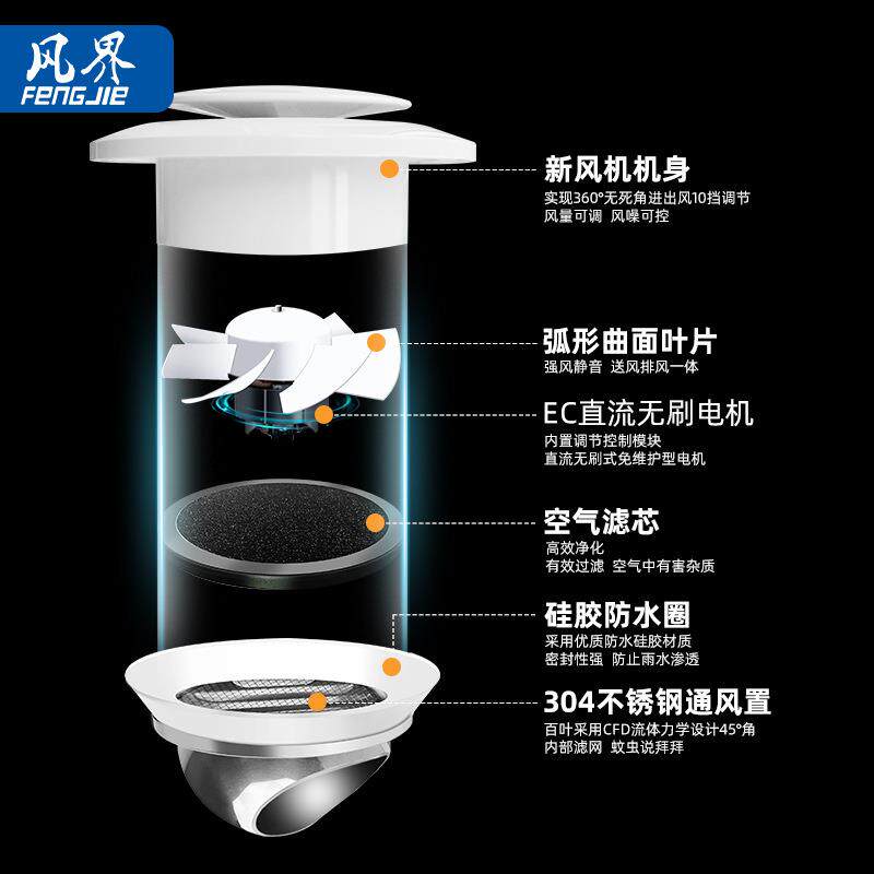 双向无极调速壁挂静音风机排气扇窗式棋牌室新风机系统家用换气扇