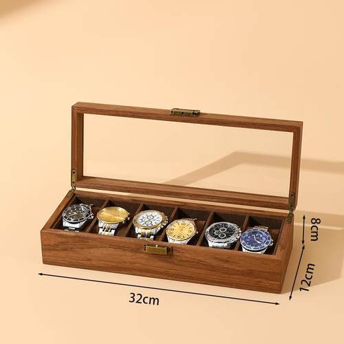 正品便黑胡木纹盒手表桃收纳盒多位腕表收藏箱陈列透明展示盒手雅