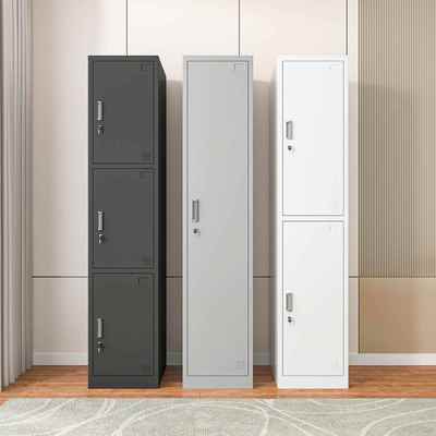 单门更衣柜办公铁皮柜员工宿舍健身房浴室收纳柜钢制带锁简易窄柜