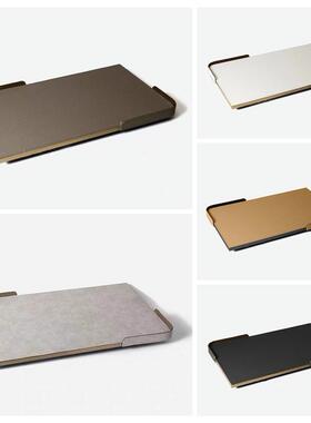 现代简约金属皮革编织纹托盘创意摆件收纳置物桌面茶几酒店样板间