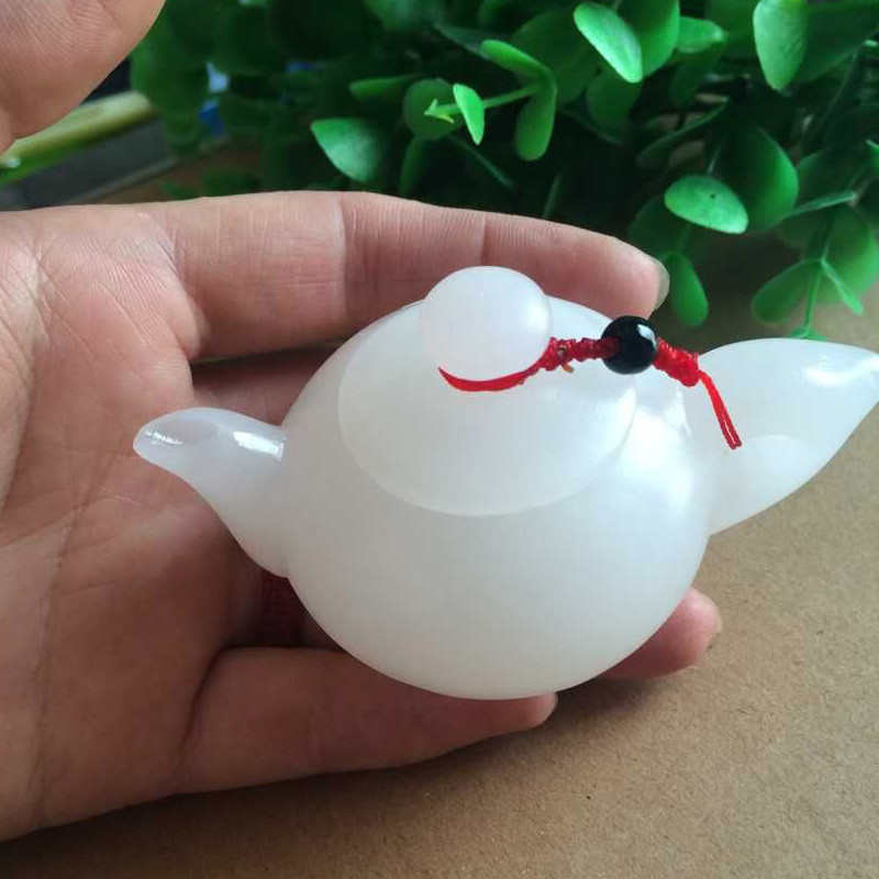 手玉石茶具批发酒壶件 玉壶把玩羊脂玉媲美观赏白壶和田玉