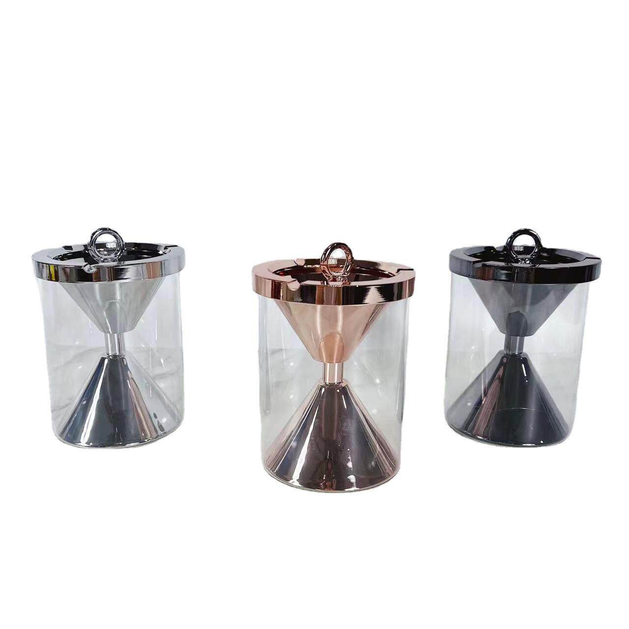 现代简约欧式水晶烟灰色金色烟灰缸摆件样板房软装饰品