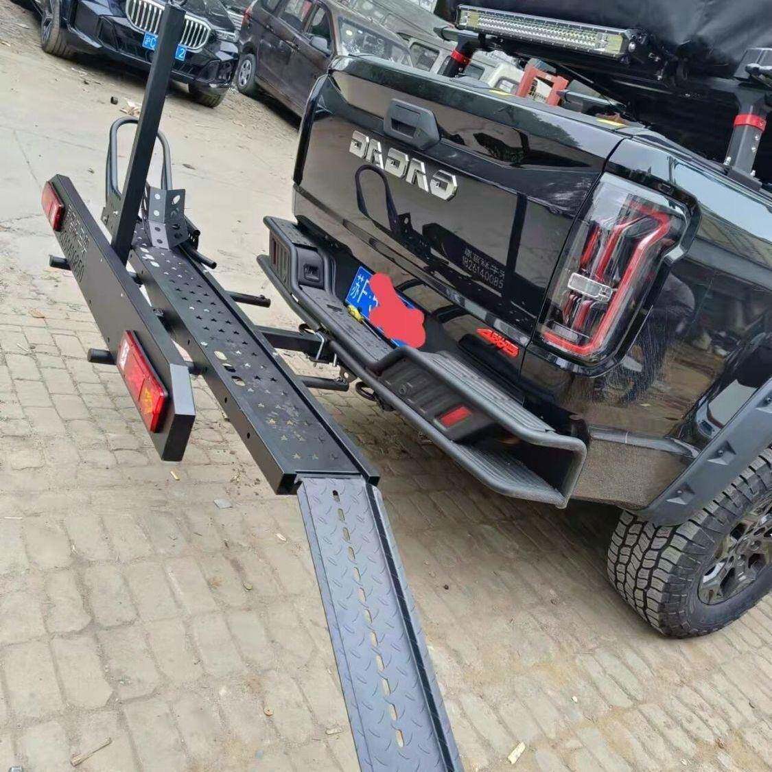 汽车三口越野摩托车杠后拖车车架房车挂架轻便便携式改装通用背架