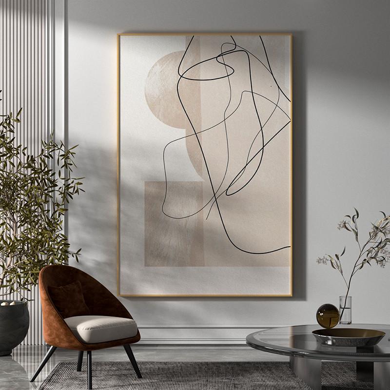 现代轻奢客厅玄关色块线条北欧简约创意装饰画  背景墙壁竖版挂画图片