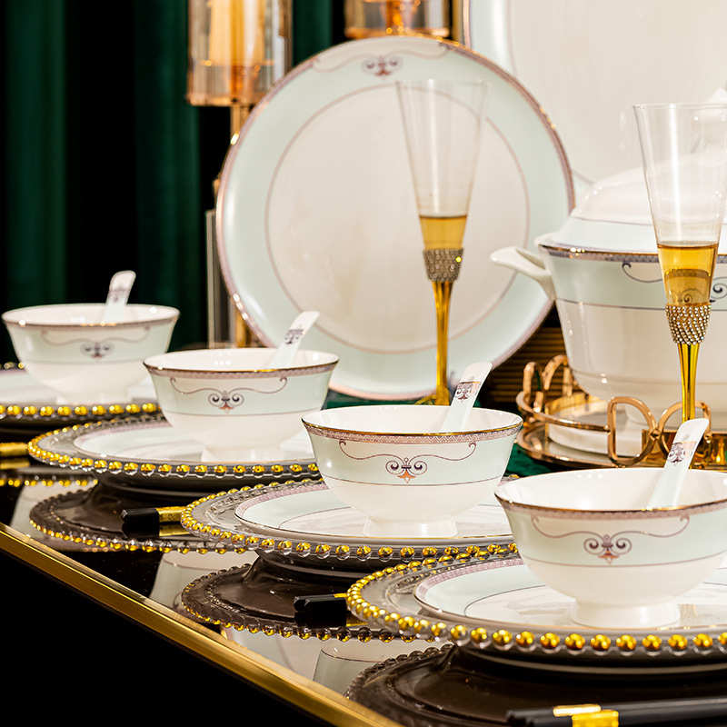 2024新款景德镇陶瓷餐具碗碟盘套装批发中式骨瓷碗筷组合活动礼品