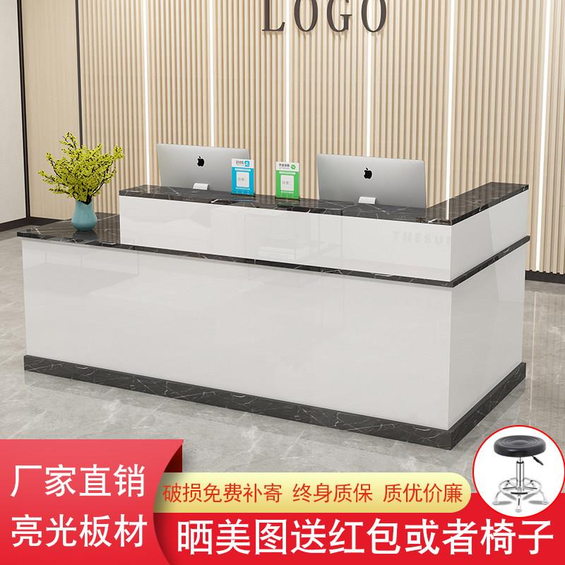 简约现代收银柜台小型柜台服装店拐角吧台理髲店吧台公司前台接待