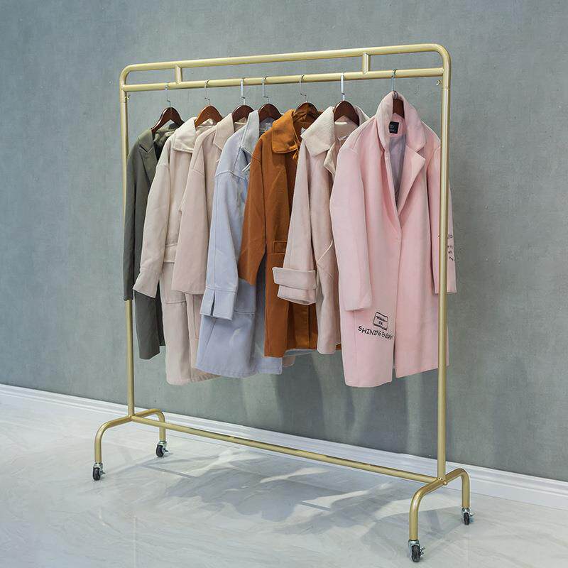 服装店展衣示架落挂地专用货架架水管单杆金色女装龙佐致(收门架