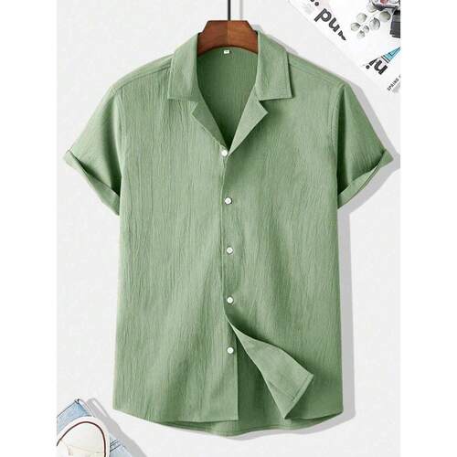 D 50652 Men's solid short sleeve shirt 士纯色短袖衬衫