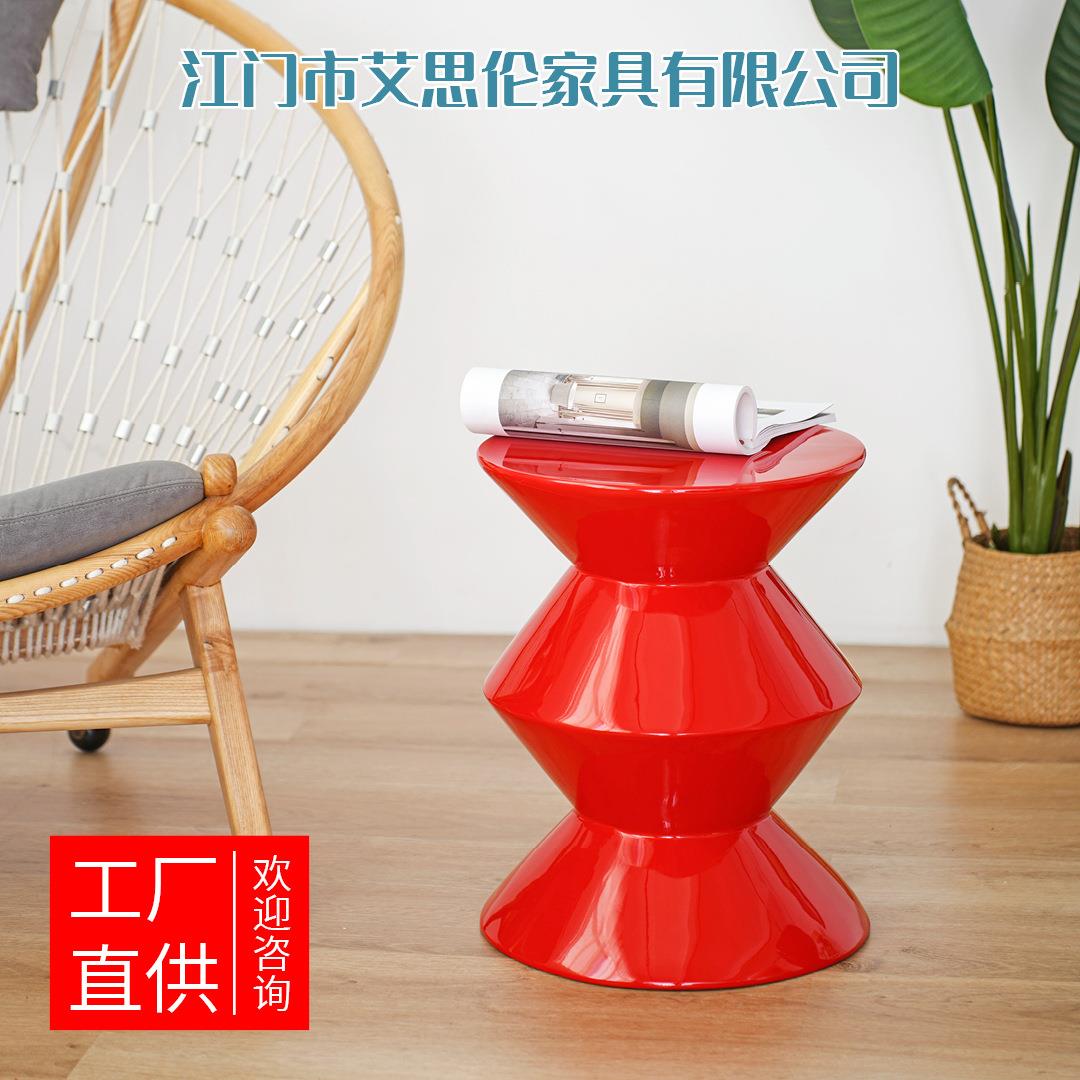 时尚墩子茶台咖啡桌边几北欧轻奢玻璃钢茶几简约客厅沙发圆几