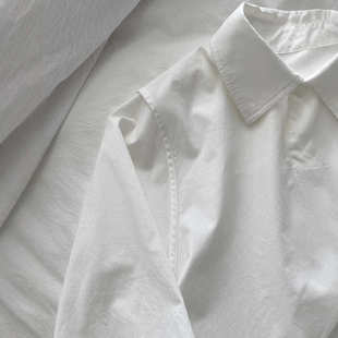 重工白衬衫 设计感时髦拼接韩系百搭宽松棉质长袖衬衫内搭白衬衣