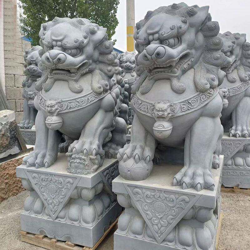 现货看门石狮子小区酒店摆件 景区青石汉白玉石雕供应石狮子