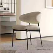 意式 餐椅家用棉麻布艺餐桌椅北欧轻奢现代简约靠背椅大师设计椅子