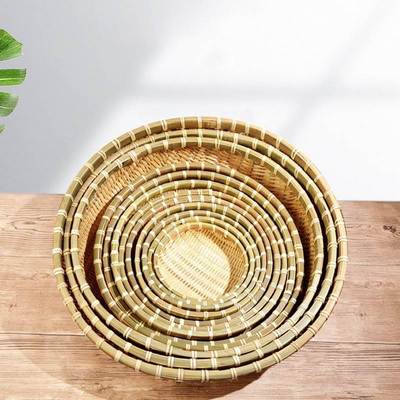 竹编制品篮子家用水果篮沥水竹篮簸箕编织筐农家收纳筐馒头筐筲箕