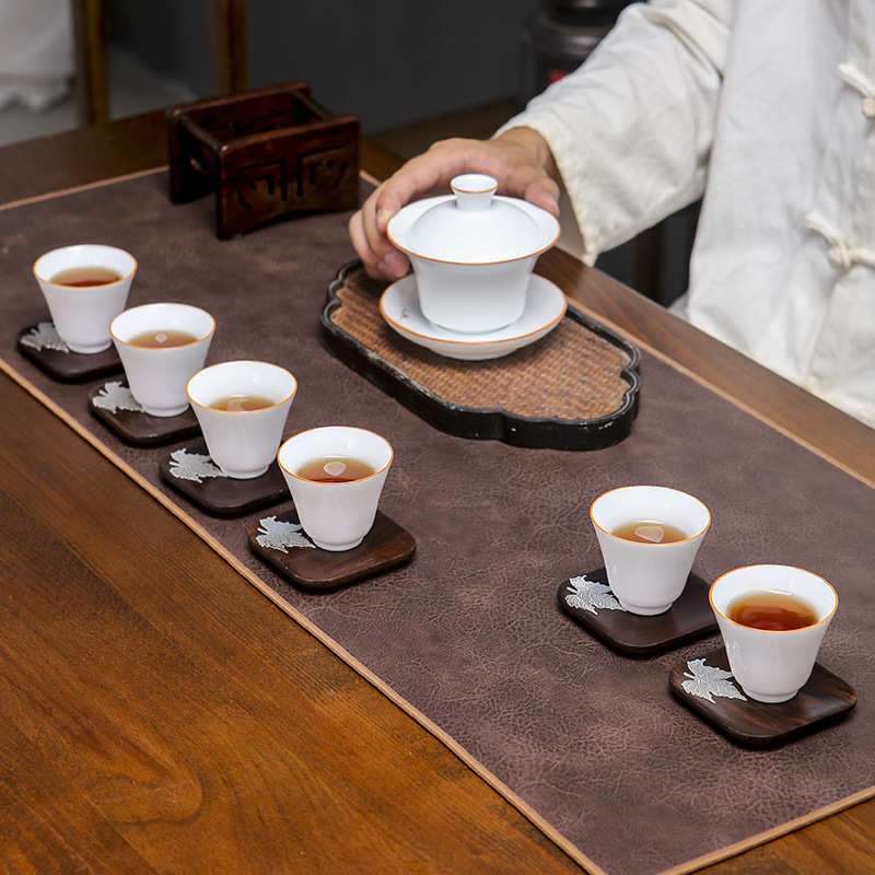 黑檀实木茶杯垫花梨木茶道功夫茶杯托茶托创意茶杯隔热垫茶具配件
