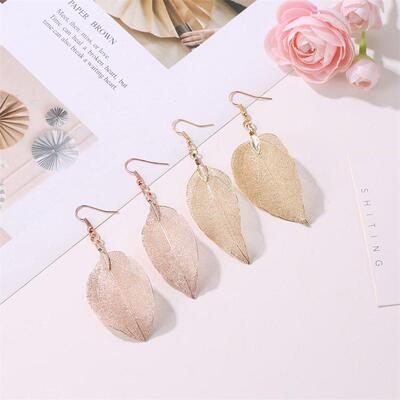 Vintage Earrings Long Hollow Leaf Earrings Earrings