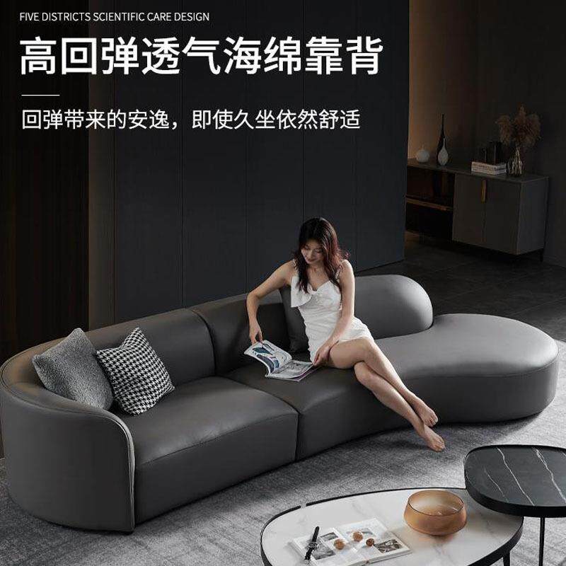 网红ins北欧现代简约客厅弧形科技布沙发小户型意式极简异形家具