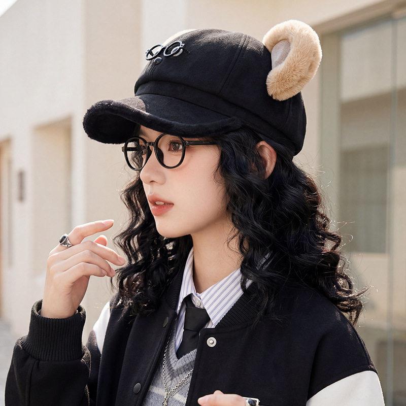 女帽子洋气时髦四季款新款韩版时尚甜美风帽子女小熊卡通可爱棒球