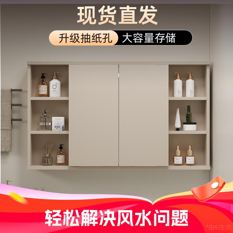 新款智能折叠风水镜卫生间实木隐藏式翻盖式镜柜化解镜子对床门窗