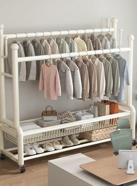 32管落挂架卧室家用室内双杆晾属衣服架可移动多功能金地衣IWI帽