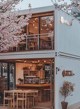 按需求设计建造二层钢结构集装箱房屋改造创意咖啡馆商铺阳光房