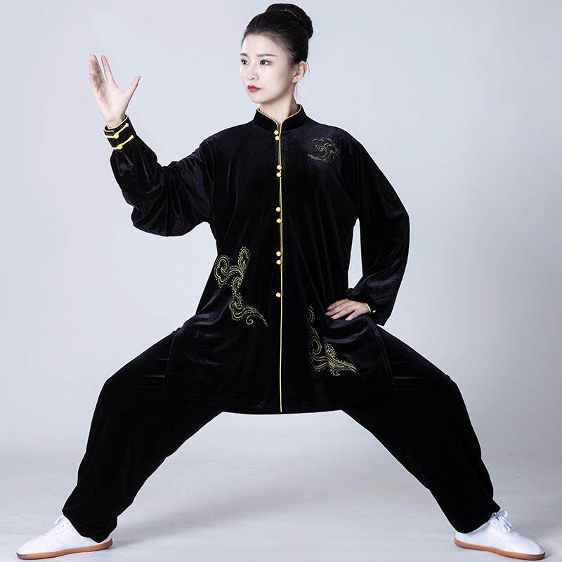 正品追英练雄太绣极服南韩绒女冬季太极拳功服男高风端金刺丝绒加