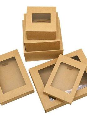 6Pcs Kraft Paper Gift Box with Window Black Wihte Wedding
