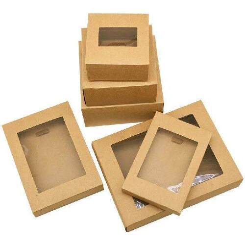 6Pcs Kraft Paper Gift Box with Window Black Wihte Wedding