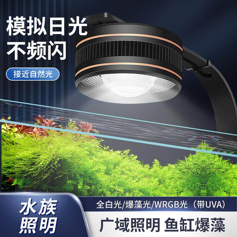 鱼缸LED水草筒灯增艳促生长溪流缸吊灯RGB全光谱出苔爆藻鱼缸灯