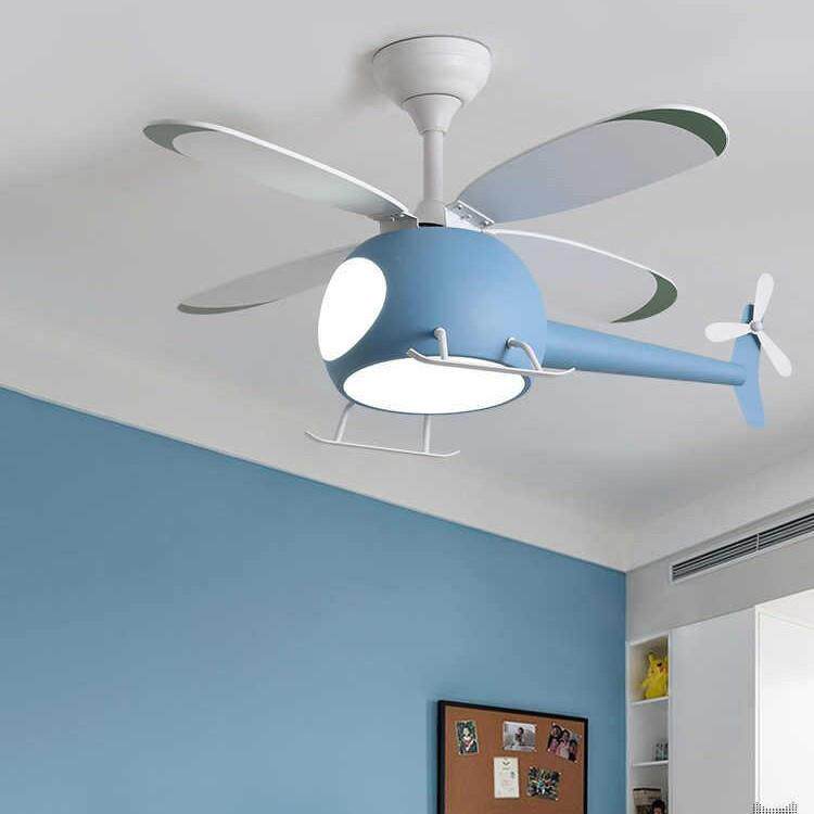 儿童房吊扇灯卧室男孩女孩房间创意幼儿园装饰飞机灯吊灯风扇一体