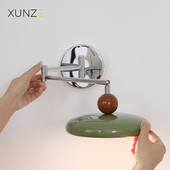 复古法式 壁灯摇臂卧室床头灯免接线布线壁灯奶油风中古主卧长臂灯