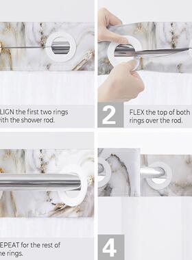 hokleD20490-ss9克0涤纶数码印大理石浴花帘防水双层o印花浴室帘