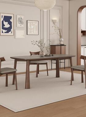 实木岩板餐桌现代简约家用小户型哑光灰色中古风依诺岩板餐桌