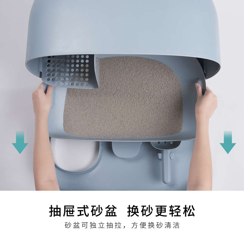 麻薯猫砂盆全封闭抽屉式超大号防外溅防臭走廊式猫厕所猫咪专用