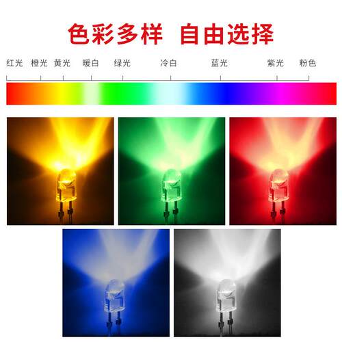 工厂LED发光二极管546椭圆透明短脚有卡红光蓝光翠绿黄光直插灯珠
