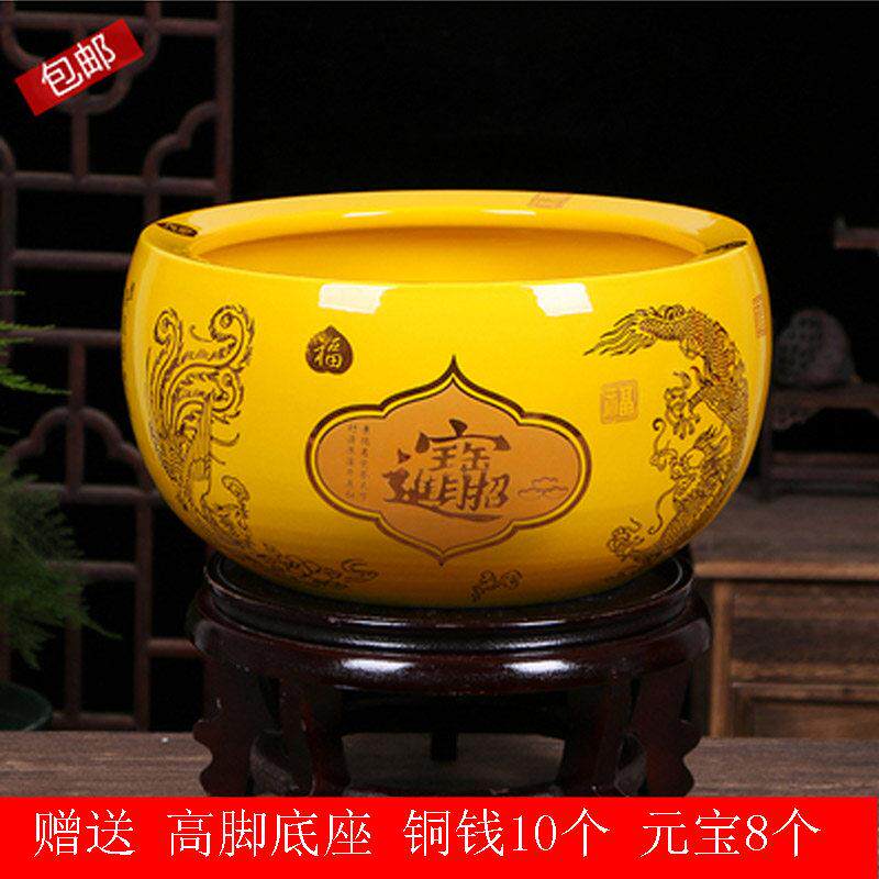 景德镇陶瓷聚宝盆风水招财缸玄关装饰摆饰花盆养鱼缸开 业礼品包