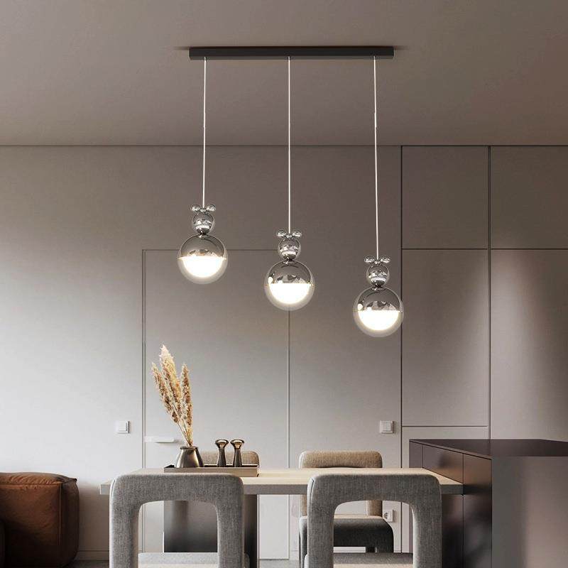 轻奢餐厅吊灯现代简约三头饭厅灯可升降调节吧台灯卧室床头小吊灯