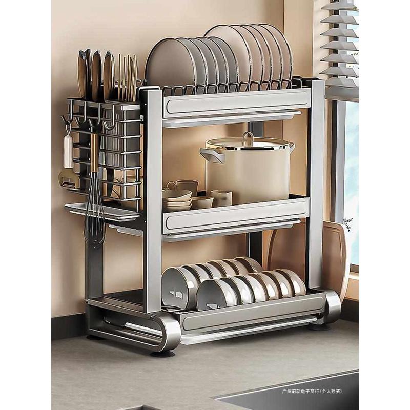 厨房置物架多功能碗盘碗碟收纳架碗筷收纳盒碗柜家用放碗架沥水架