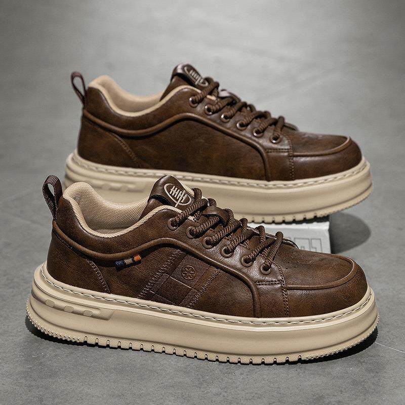 男鞋2025新款潮流覆古百搭休闲板鞋男士真皮加绒保暖厚底防滑潮鞋