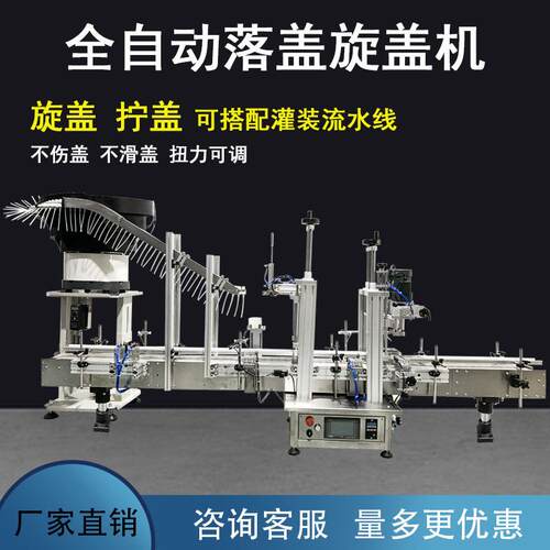 全自动振动盘落盖旋盖机精油滴管瓶喷雾瓶化妆液自动送盖旋盖机