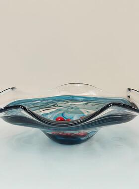 现代简盆约花瓣玻璃水果盘摆软件客厅样板间茶桌几SXU面收纳果装