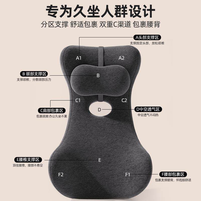 办公室加高护腰护颈靠背垫座椅腰靠靠垫腰枕上班工位久坐仰睡神器