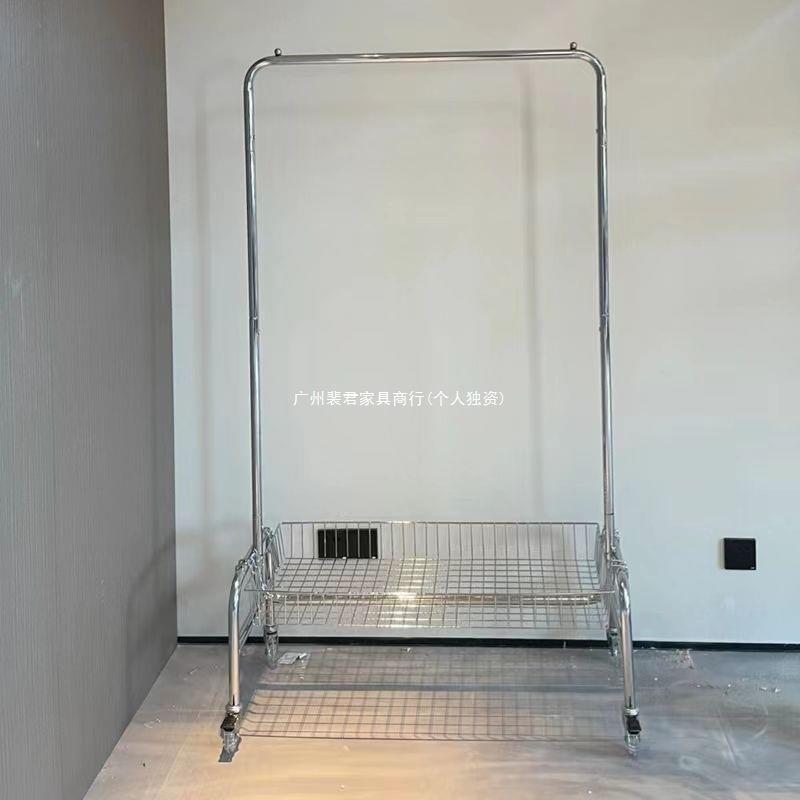 落地挂衣架移动多功能收纳架子服装店展示架网红卧室带篮置物架