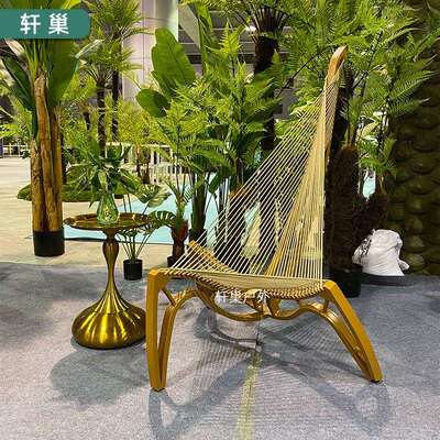 竖琴椅北欧铝合金设计师款创意躺椅民宿网红单人休闲艺术帆船椅